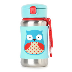 Skip Hop Zoo Stainless Steel Straw Bottle - Owl