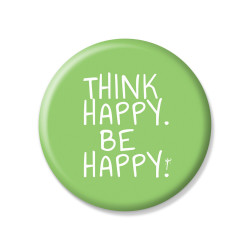 YM Sketch-Think Happy Be Happy Button Pin