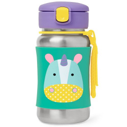 Skip Hop Zoo Stainless Steel Straw Bottle - Unicorn