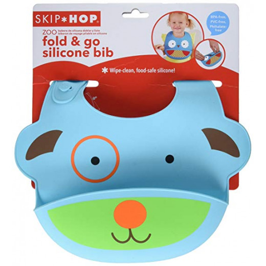 SkipHop Zoo Fold and Go Silicone Bib - Dog