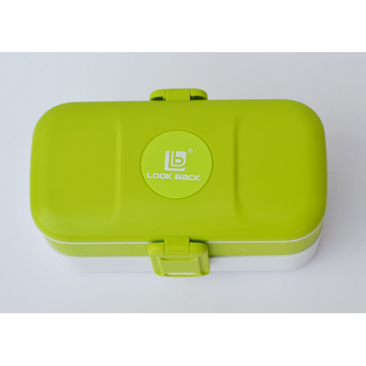 Look Back Lunch Box for Kids Adults, 2 layers, Leak Proof, FDA Approved-Green