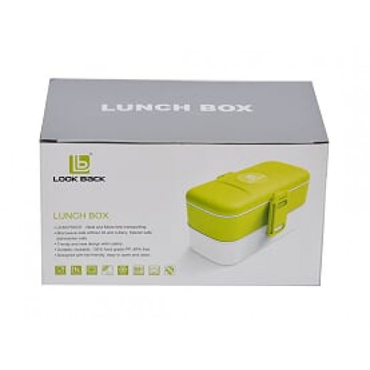 Look Back Lunch Box for Kids Adults, 2 layers, Leak Proof, FDA Approved-Green