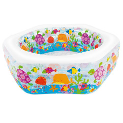 Intex Hexagonal Paddling Pool with Ocean Reef Design 191 x 178 x 61 cm, Phthalate-Free