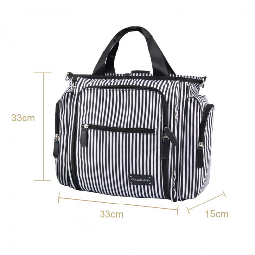 Colorland Gabrielle Tote Baby Changing Bag, Black & White Strips