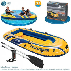 Intex Challenger TM 3 Boat 3 Sets with 48 Aluminum Oars, 68614) 233 cm x 113 cm x 40 cm