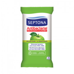 Septona Antibacterial Hand Wipes with Green Apple Fragrance, 15 Pieces