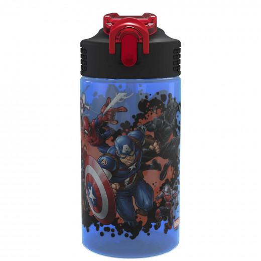 Zak Marvel Water Bottle with Straw, Captain America, Iron Man & Groot