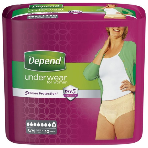 Depend Comfort Protect Underwear for Women, Super Pants for Female S/M, 10 pcs