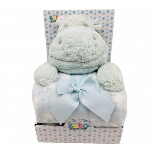 Nova blanket with hippo toy mint 75x100cm single