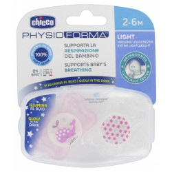 Chicco Physio Forma Light Lumi 2 Silicone Soothers, 2-6 M