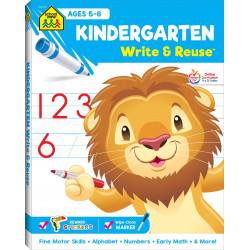 School Zone Kindergarten Write and Reuse Workbook, 52 Pages