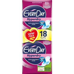 EveryDay Sensitive Pads Maxi Night, 18 pads