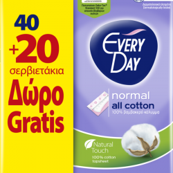 EveryDay All Cotton Normal, 40 pads + 20 Free