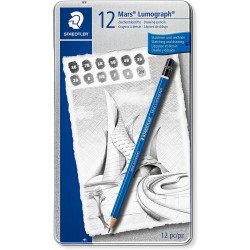 Staedtler Mars Lumograph Pencils 8B-2H with Soft Grades - Tin of 12