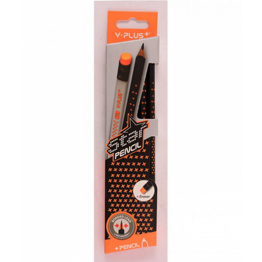 Y. Plus Star Hb Triangle Pencil With Eraser- Pack of 12