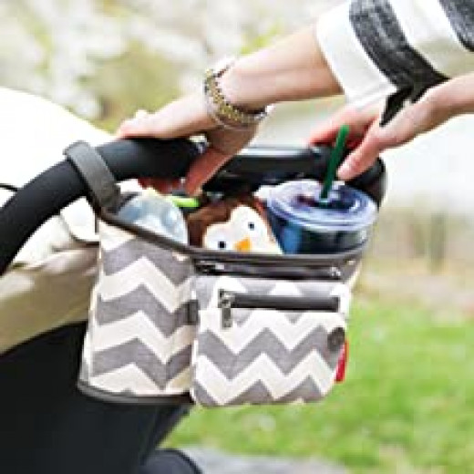 Skip Hop Universal Stroller Organizer: Insulated Beverage and Essentials Stroller Caddy, Chevron