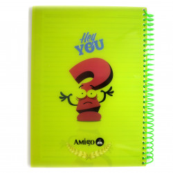 Amigo Hey you Wire Notebook, Green, 140 page, 4 subjects