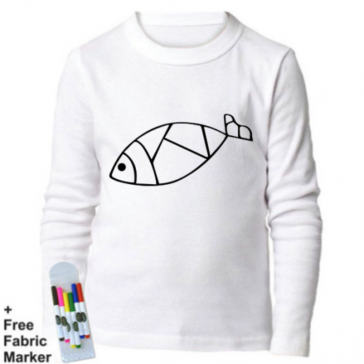 Mlabbas Fish Simple Kids Coloring Long Sleeve Shirt