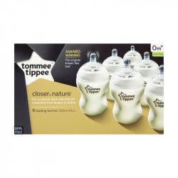 Tommee Tippee Closer to Nature Clear Bottles, 260 Ml, 6 Pieces