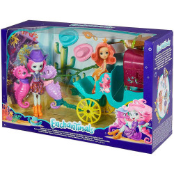 Enchantimals Sandella Seahorse, Friends and Western-styled Coach Doll