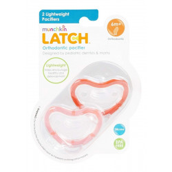 Munchkin Latch Lightweight Pacifier, 6 Months and Up, 2-Pack, Pink&Red