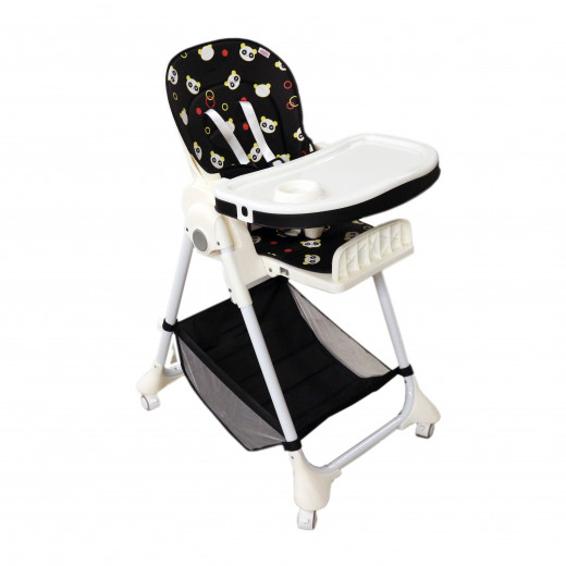 4 Wheels High Chair for Babies - Black