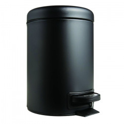 Wenko Leman Pedal Bin, 3 Liters, Stainless Steel, Black