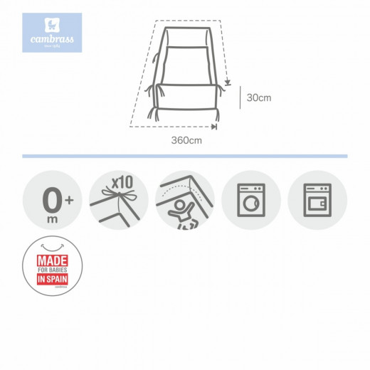 Cambrass - Cot Bumper 360x30x3 cm Liso E White