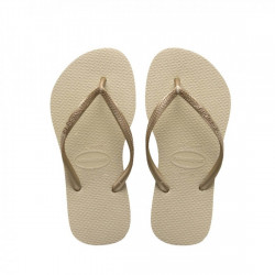 Havaianas Women Slim Flip Flops - Grey/light Golden, Size 37/38