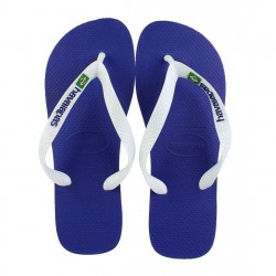 Havaianas Unisex Flip Flops Brasil Logo - Marine Blue Size 35-36