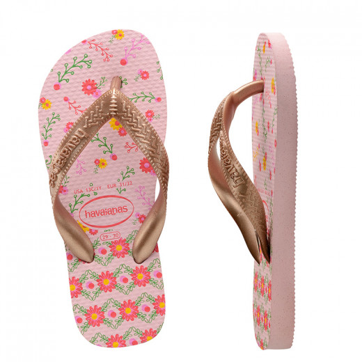 Havaianas Kids Flores Crystal Rose/Rose Gold Metallic Thongs Size 23-24