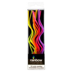 Rainbow Moment Neon Curly Candles (10pcs)