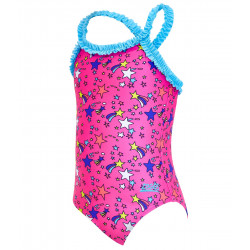 Zoggs Girls Rainbow Star Ruffle Crossback One Piece, Size 6, 5-6 Years