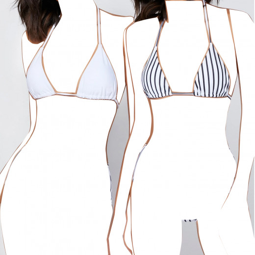 2pack Striped Halter Bikini Top, XS