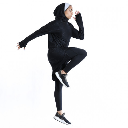 RB Women's Long Running Hoodie, Small Size, Marble Black Color