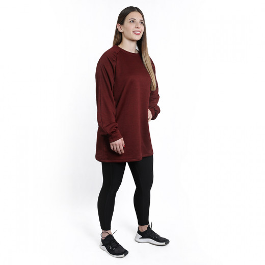 RB Women's Oversized Lounge Sweatshirt , (L/XL) , Burgundy