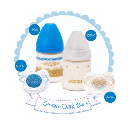 Suavinex Set (150ml Bottle + 150ml Bottle + Soother 4-18M + Soother 0-4M) Dark Blue