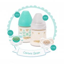 Suavinex Set (150ml Bottle + 150ml Bottle + Soother 4-18M + Soother 0-4M) Green