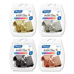 Bazic Assorted Size Satin Binder Clip, 8 Pieces