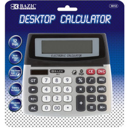 Bazic 12 Digit Dual Power Desktop Calculator With Adjustable Display