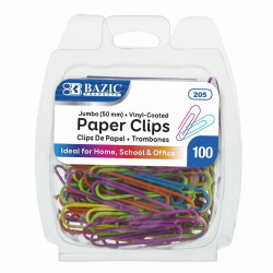 BAZIC Jumbo Color Paper Clips, 100 pc