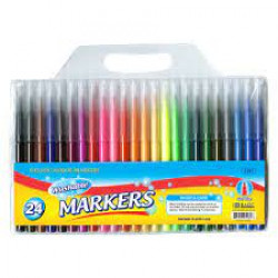 Bazic 24 Classic Colors Fine Line Washable Markers