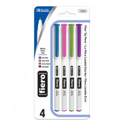 Bazic Fiero Fancy Color Fiber Tip Fineliner Pen (4/Pack)