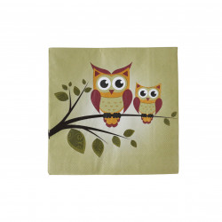 Disposable Paper Napkins for kids, Brown Owl Design, 20 pieces