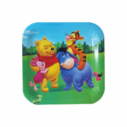 Disposable Square Plates for Kids, Winne the Poo Design, 10 Pieces