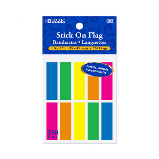 Bazic Neon Color Coding Flags ,25 Paper ,10 Pack