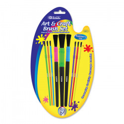 Bazic Assorted Size Kid's Paint Brush Set (9/Pack)