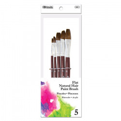 Bazic Flat Natural Hair Paint Brush (5/Pack)