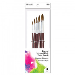 Bazic Round Natural Hair Paint Brush (5/Pack)