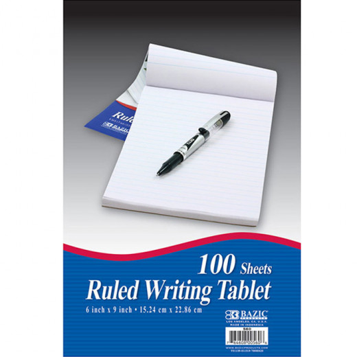 Bazic Ruler Notebook - 100 Sheets 15.24 x 22.86 cm